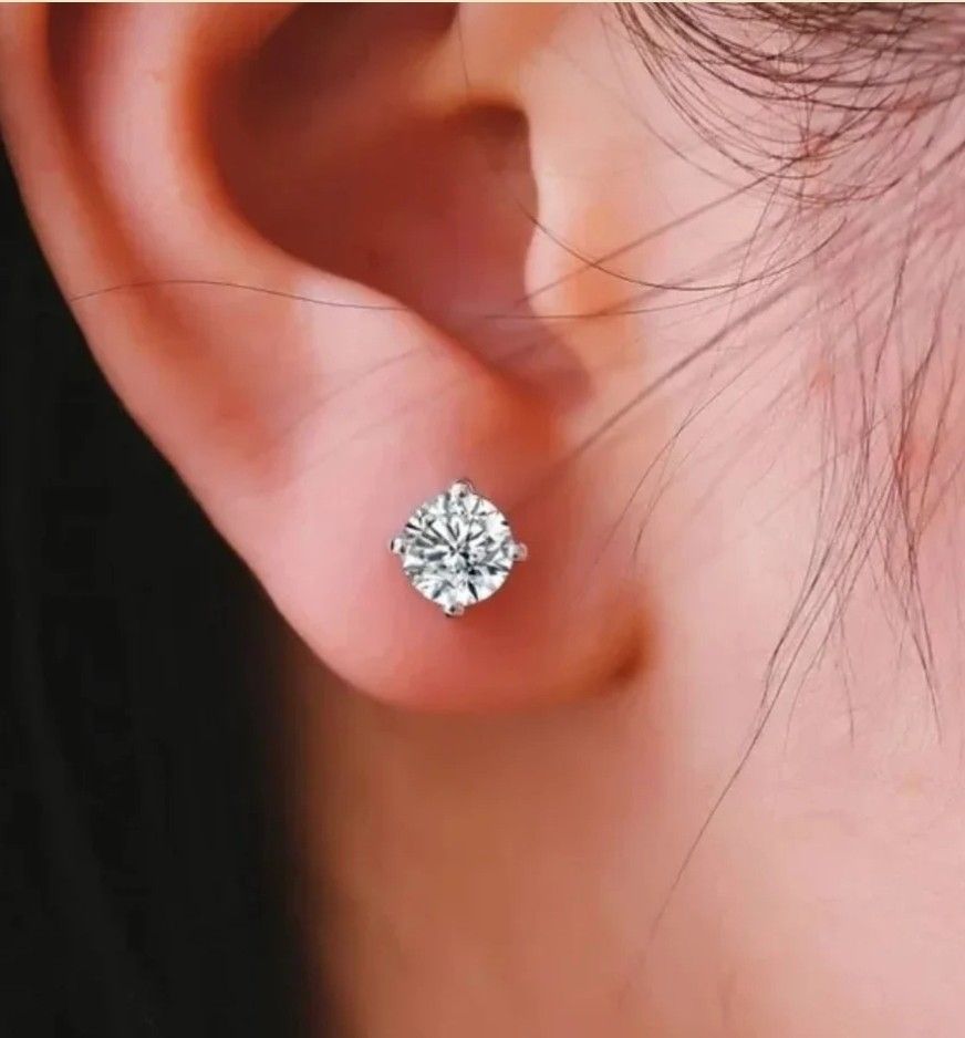 .5 CT TW 14k solid Gold set with Simulated Diamond - Diamond Veneer Basket Settings Stud Earrings