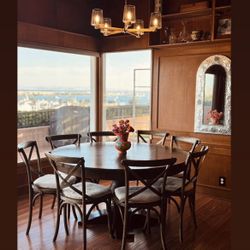 Restoration hardware Dining Table And 8 Chairs With Cushions 