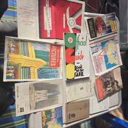 Rare 1933 Chicago Worlds Fair Collection Books Map Trains And More