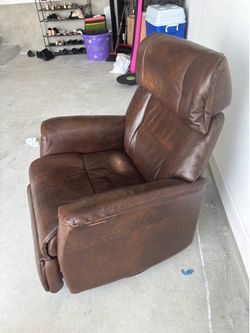 Brown Genuine Leather Power Recliner – Excellent Condition