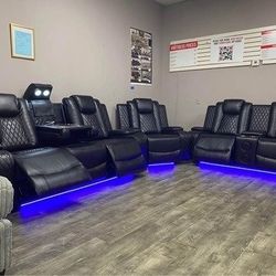 3PC SOFA LOVESEAT AND CHAIR POWER RECLINER WIRELESS CHARGING BLUETOOTH SPEAKER $2099
