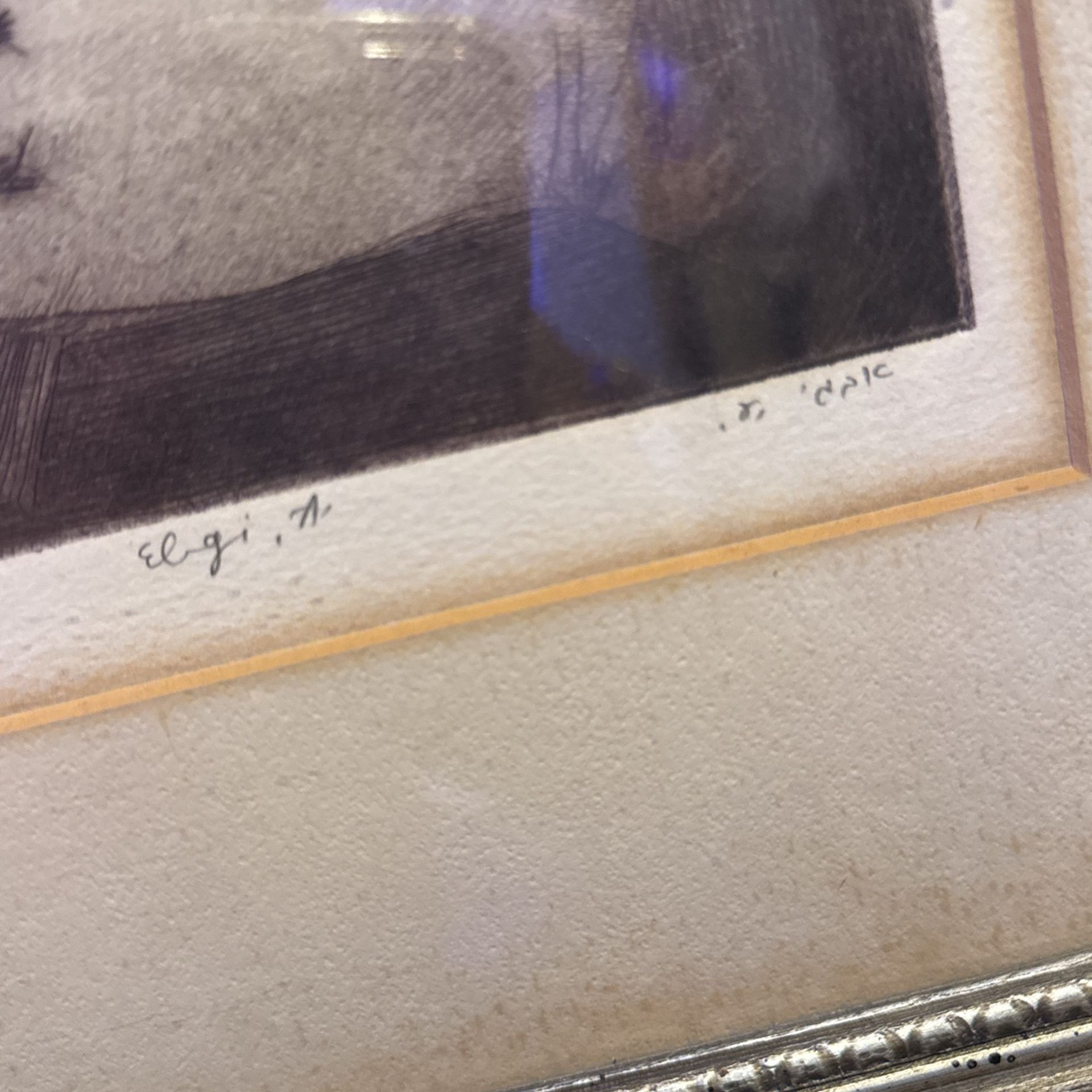 AMRAM EBGI ELGI MAN STUDYING BOOKS IN PHOTO FRAMED GLASS 51/100 Signed Rare