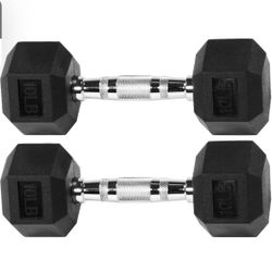 Signature Fitness Rubber Encased Hex Dumbbell, 10LB Pair