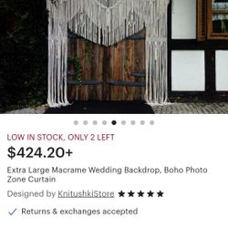 Large macrame wedding backdrop