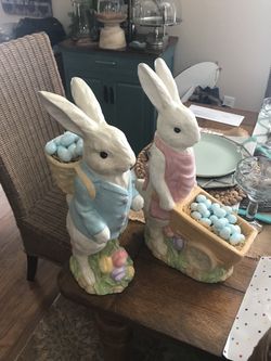 Set of male and female Easter bunnies large very pretty