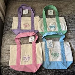 Trader Joes Pastel Tote Bags 