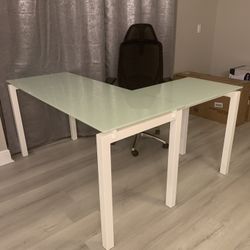 Glass L-shaped Desk