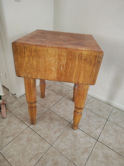 Vintage Wood Butcher Block Table