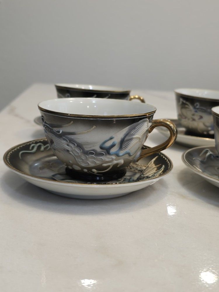 Antique Dragonware Lithophane 10 PC Set