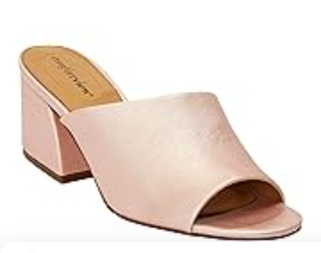 Comfortview Bailey Mule Sandals Pink Open Toe Block Heels Chunky Shimmer Sz 11WW
