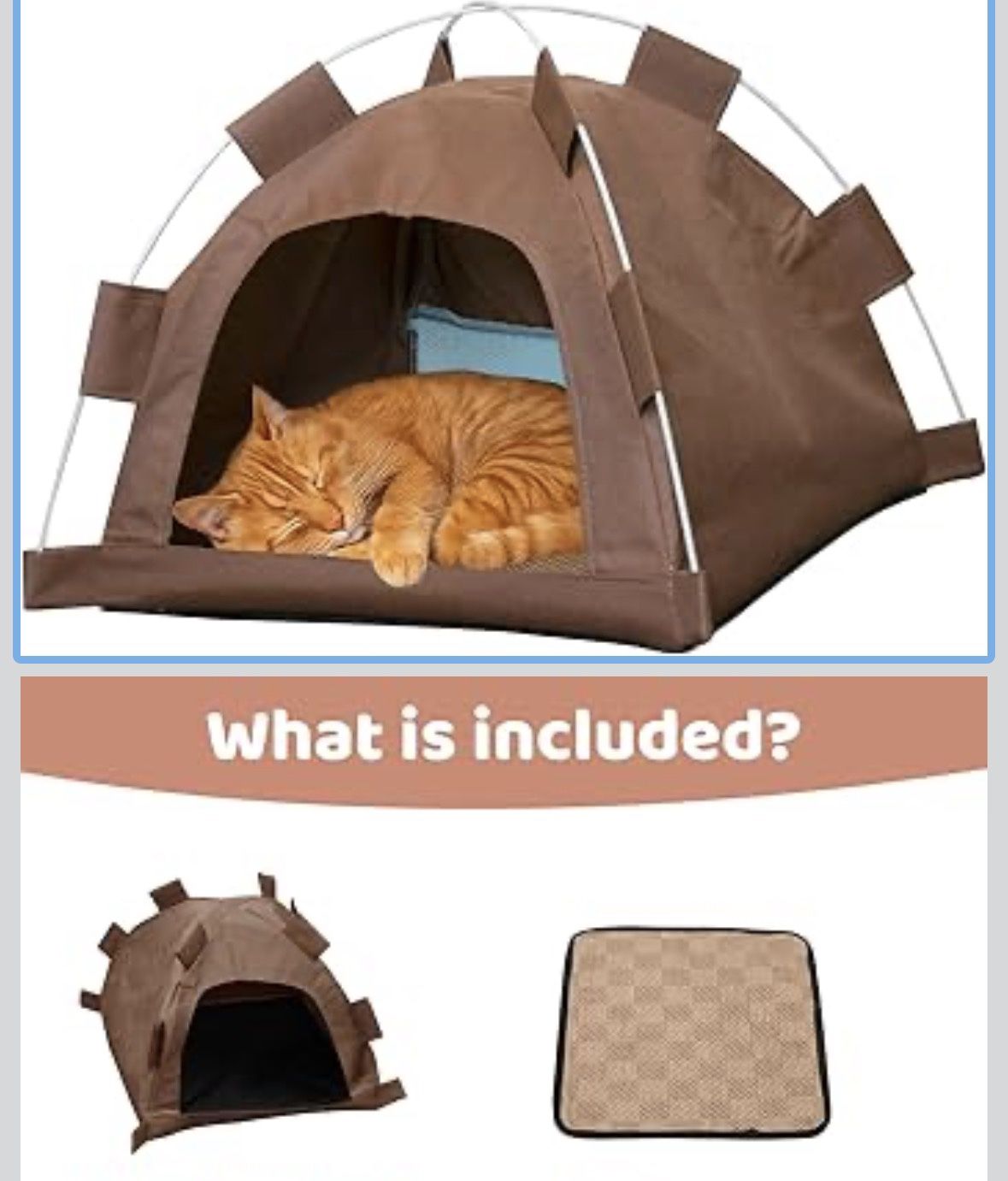 Cat Tent House, Indoor Foldable Cat Tent Nest, Pet Cave Bed, Indoor/Outdoor Tent for Cat, Small Dogs and Bunny Small Animal