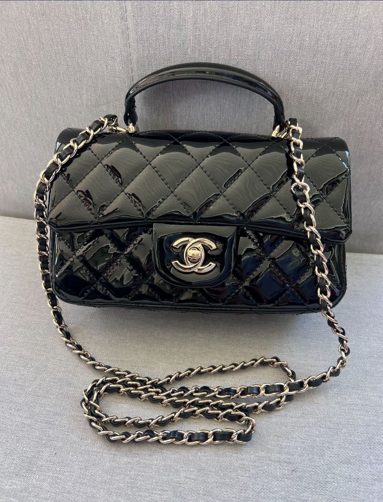 Chanel Black Patent Cross Body Bag Authentic Is $6000
