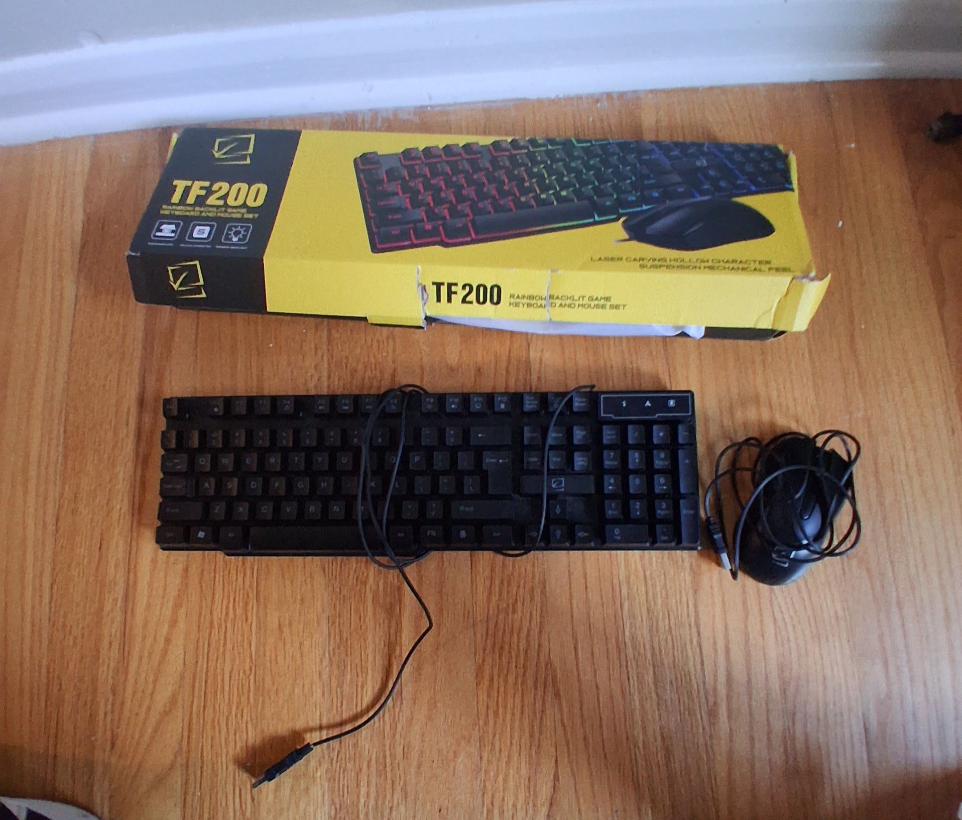 T-Wolf TF200 Rainbow Backlit Gaming Keyboard and Mouse Set – USB