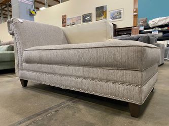 Grey Chaise Lounge with Nailhead Trim