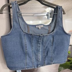 Denim Cropped Vest 