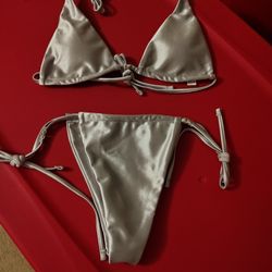 New Beautiful Silver Bathing Suit Size M. See Photos. Cash Pickup Only 