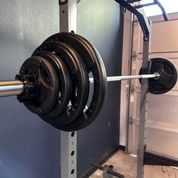 Brand New Olympic 170Lb Rubber Grip Weight  Plates + Barbell Home Gym Equipment **FREE DELIVERY**