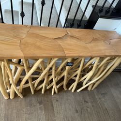 Repurposed Wood Branches Console Table 