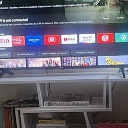 50” TCL Roku Smart TV + White Stand 