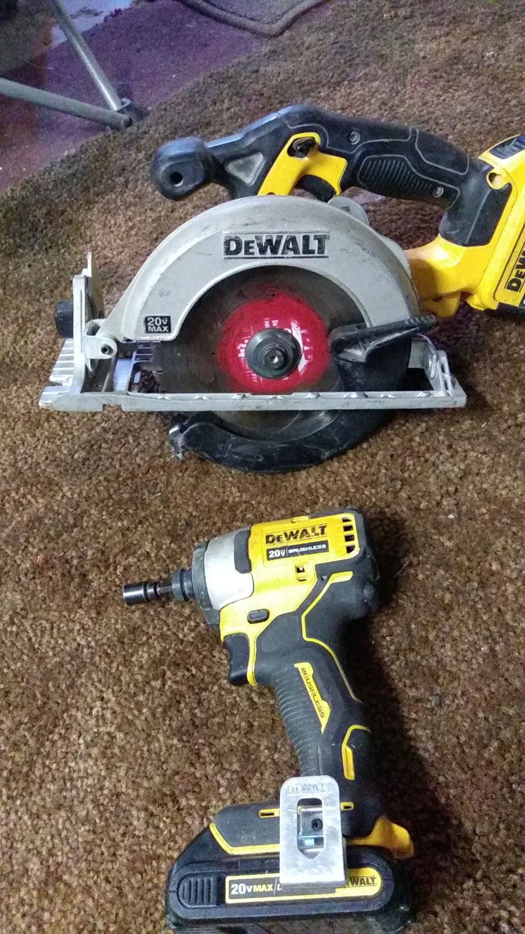 DeWalt saw and impact brushless 20 volt no charger