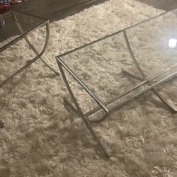 Glass HEAVY METAL COFFE TABLE & End Table 