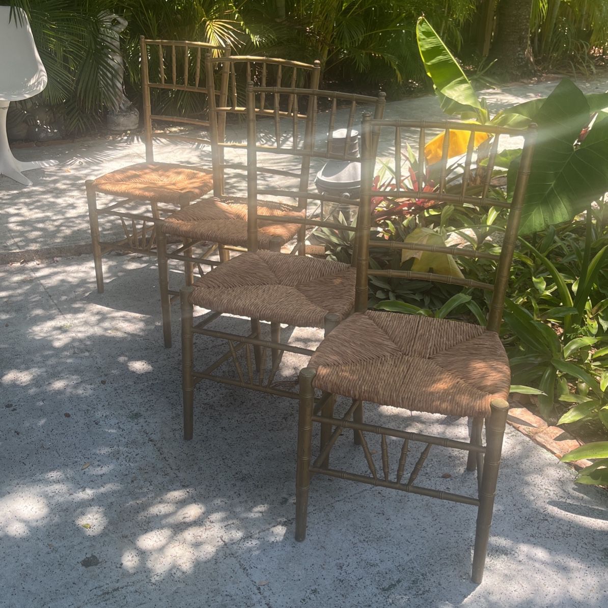 Set 4 French/guilt wood bamboo chairs