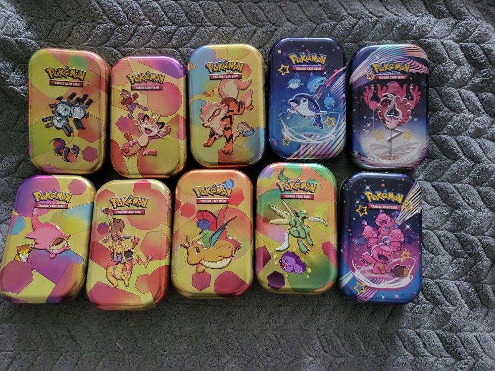 Pokemon 151 & Paldean Tins lot - Stickers & Coins - Bundle of 10 - NO CARDS