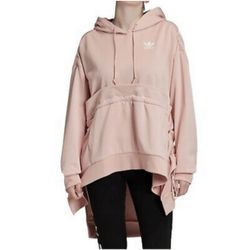 New Women's Adidas J Koo Hooded High Low Parka Jacket Pink 