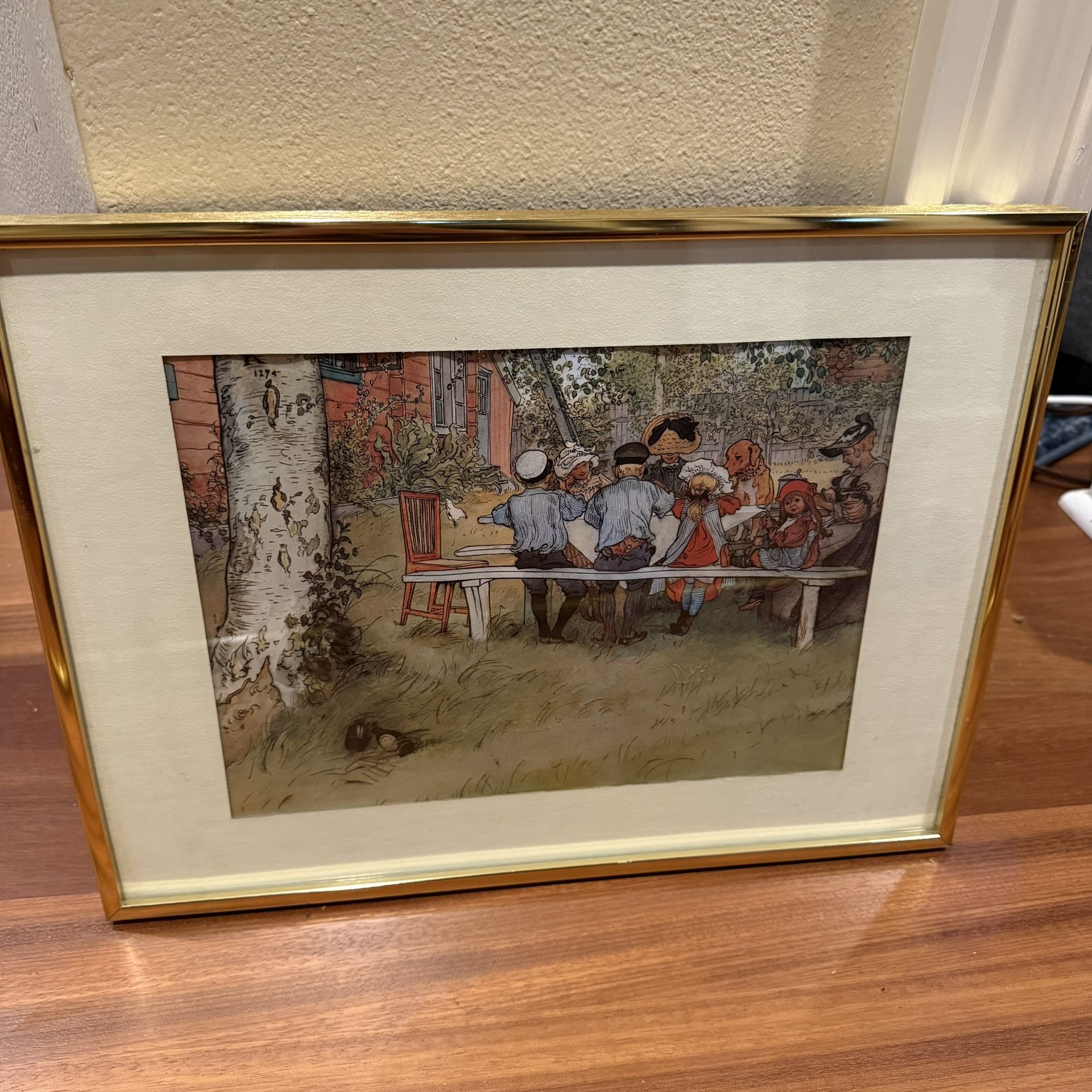 Carl Larsson Framed Print Swedish Children Scene 16” x 12.5”