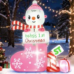 6ft First Christmas Baby Girl Inflatable 
