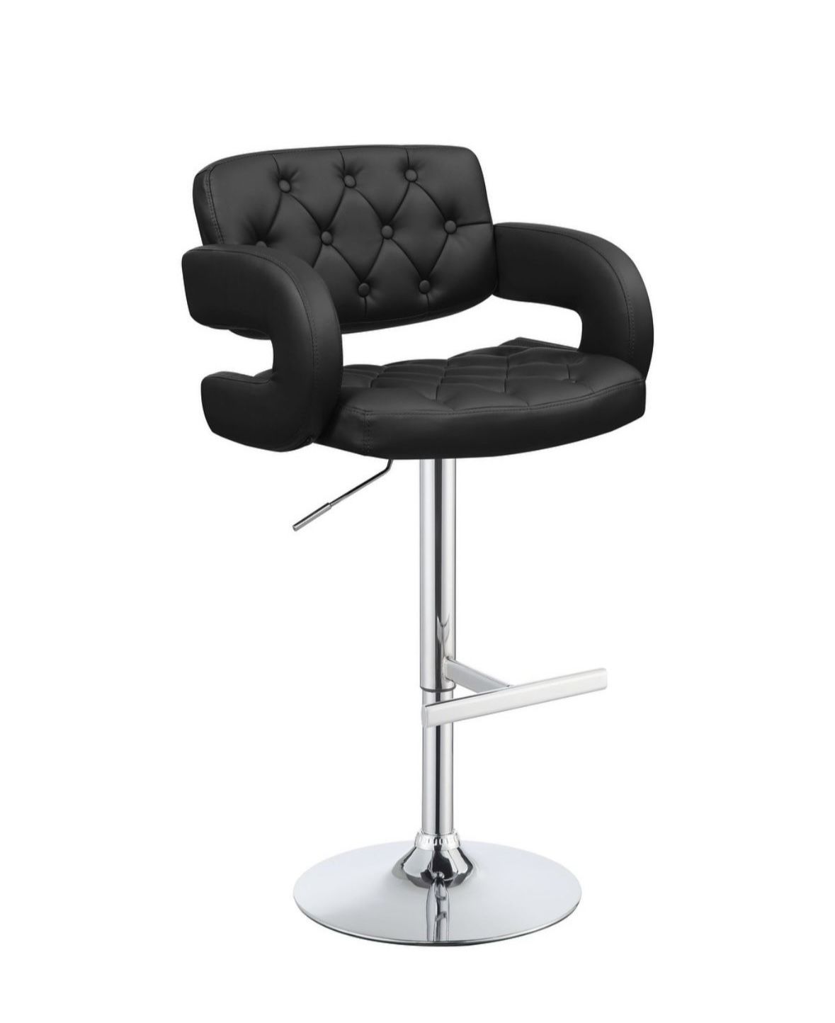 Black Tufted Stool With Arms