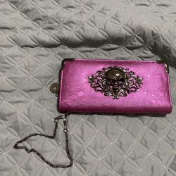Pink Skull Wristlet