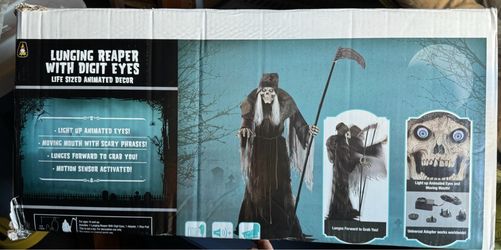 Lunging Reaper with Digit Eyes Animated Halloween prop