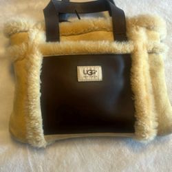 UGG - Tan Suede & Brown Leather Shearling Bag