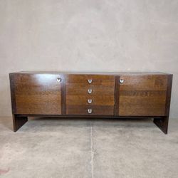 Vintage Danish Dark Oak Sideboard - Mid-Century Scandinavian Credenza Storage Cabinet 1960s