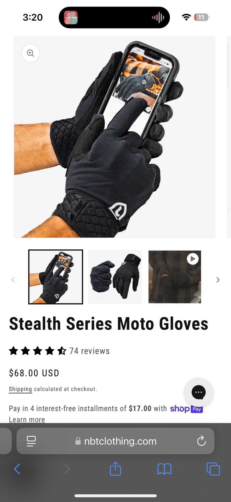 NBT Motorcycle Gloves L/XL