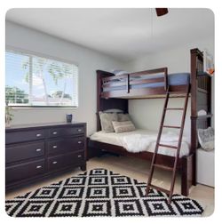 Solid wood bunk bed and dresser