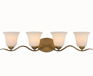 Dillard 4 Light Vanity - Natural Brass with White Glass - Light Fixture -