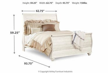 Willowton Queen Sleigh Bed with Dresser and 1 Nightstands