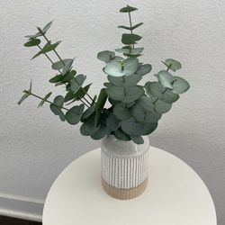 Hearth And Hand Magnolia Faux Eucalyptus Arrangement & Ceramic Planter Vase