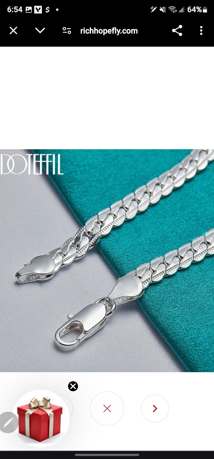 Sterling Silver Flat Clavide Chain.925
