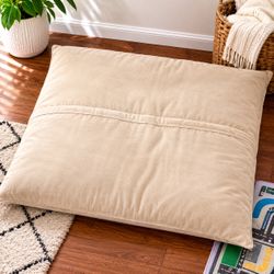 Large Beige Floor Pillow Cushion – Soft Plush Lounge Pillow