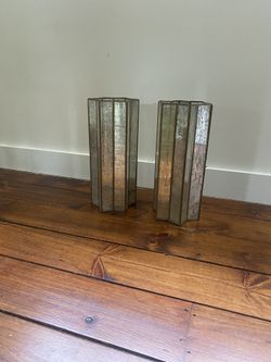 Mercury Glass Hurricane Candle Holders