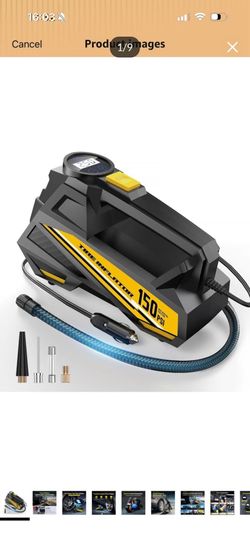 Brand new in box FLYKID Tire Inflator Portable Air Compressor - DC 12V Air Pump for Car Tires with 150PSI LCD Digital Gauge & Emergency LED Light,Auto