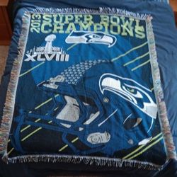 Woven Tapestry Seahawk 2013 Super Bowl Champion Throw 