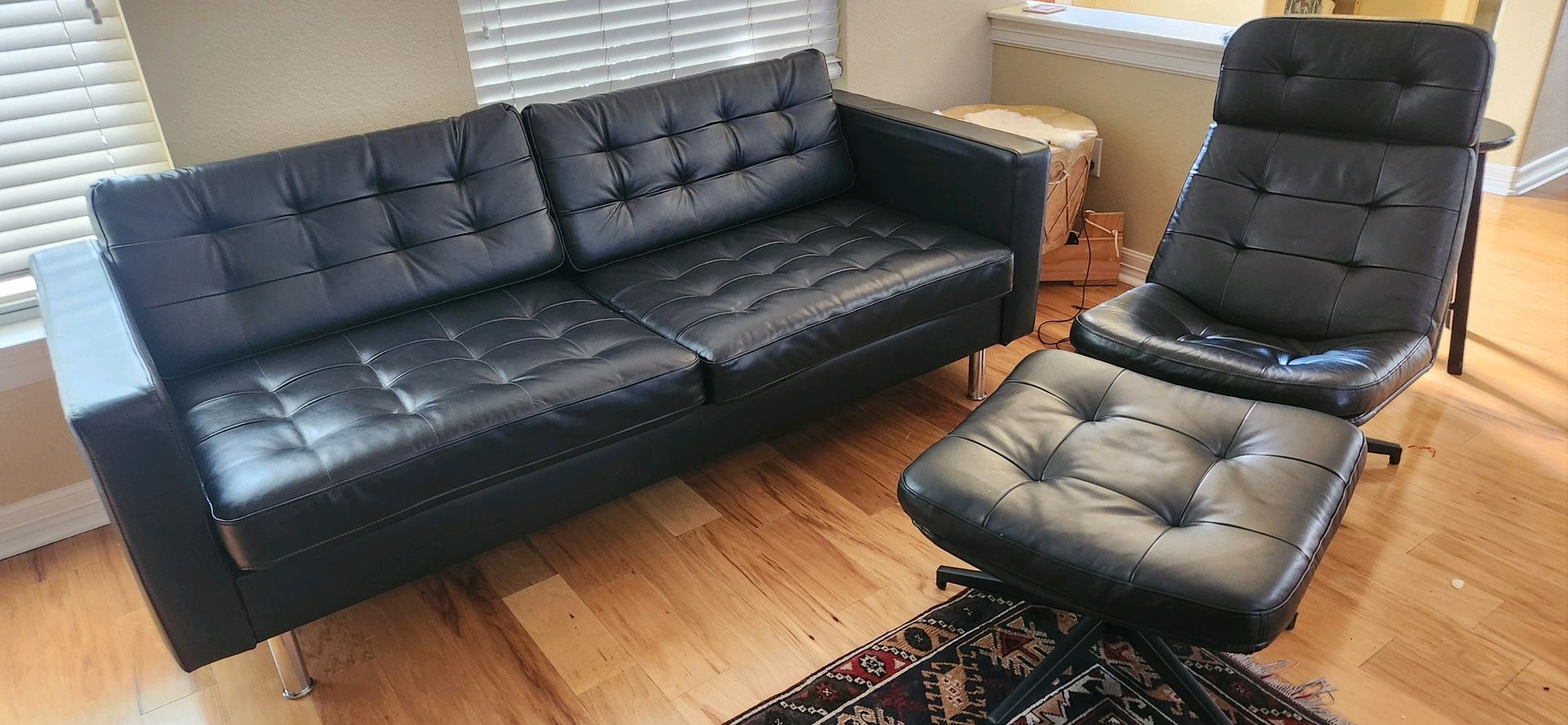 Ikea Morabo counch, assembled Idea Havberg chair & ottoman,
