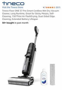 Tineco Floor ONE S7 Pro Smart Cordless Wet Dry Vacuum Cleaner, Long Runtime, Great for Sticky Messes, Self-Cleaning, 158℉Hot Air FlashDrying, Dual-Sid