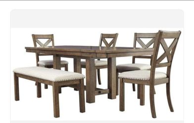 Moriville Grayish Brown Dining Room Set / 6pc