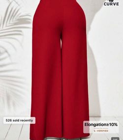 Tall CURVE Plus Size Women's Solid Color Simple Daily Split Hem Long Pants, Ladies Late Fall Casual Split, Split Thigh High Waist Wide Leg Extra Long 