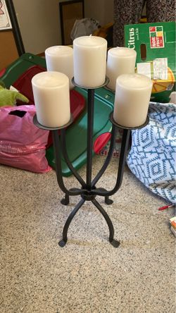 Solid rod iron candle holder